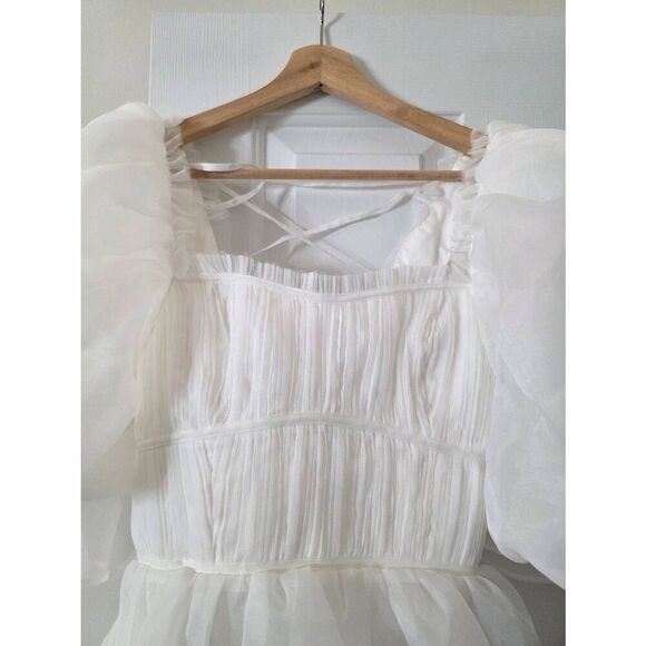 AJE ASTRID TIE BACK MINI DRESS IVORY SIZE 12 NWT $525 - Picture 6 of 12